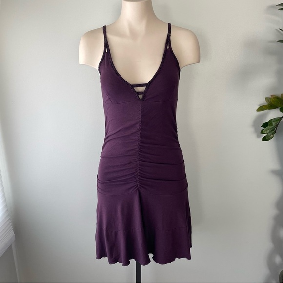 Nomads Hemp Wear Ruched Drop Waist Mini Tank Dress Purple Size Small - Picture 1 of 9